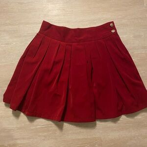 Red Mini Skater Skirt with Pleats